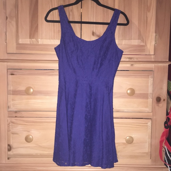 ROYAL BLUE LACE DRESS - Picture 2 of 4